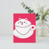 Kat in een Teacup Briefkaart (Staand voorkant)