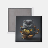 Kat in een Teacup Magneet (Voorkant / Achterkant)