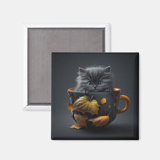 Kat in een Teacup Magneet (Voorkant / Achterkant)