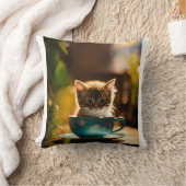 Kat in een theekopje afbeelding kussen (Deken)