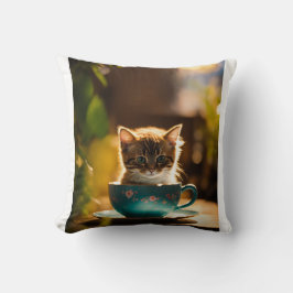 Kat in een theekopje afbeelding kussen