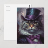 Kat in een tophat en elegant pak briefkaart (Voorkant / Achterkant)