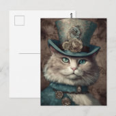 Kat in een Tophat Steampunk  Briefkaart (Voorkant / Achterkant)