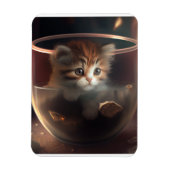 kat in een transparante teacup flexibele foto magneet (Verticaal)