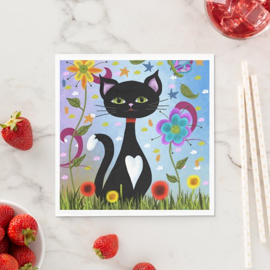 Kat in een tuin Abstracte kunst Servetten (Insitu)