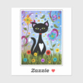 Kat in een tuin Abstracte kunst Sticker (Vel)