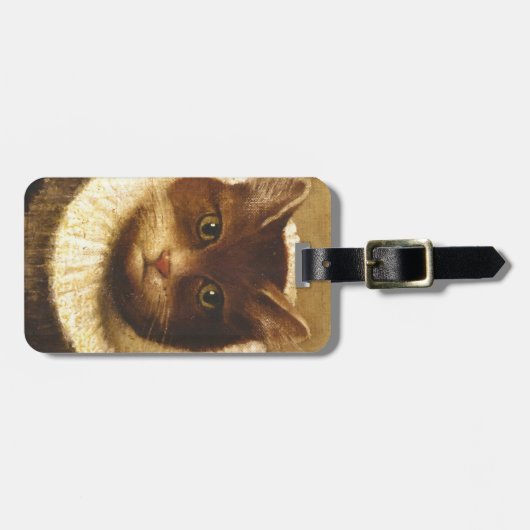 Kat in een Victoriaans  kunst  schilderen Bagagelabel (Voorkant horizontaal)