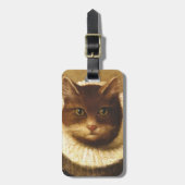 Kat in een Victoriaans  kunst  schilderen Bagagelabel (Voorkant verticaal)