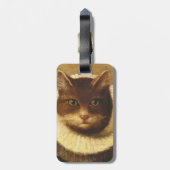 Kat in een Victoriaans  kunst  schilderen Bagagelabel (Achterkant verticaal)