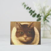 Kat in een Victoriaans  kunst  schilderen Briefkaart (Staand voorkant)