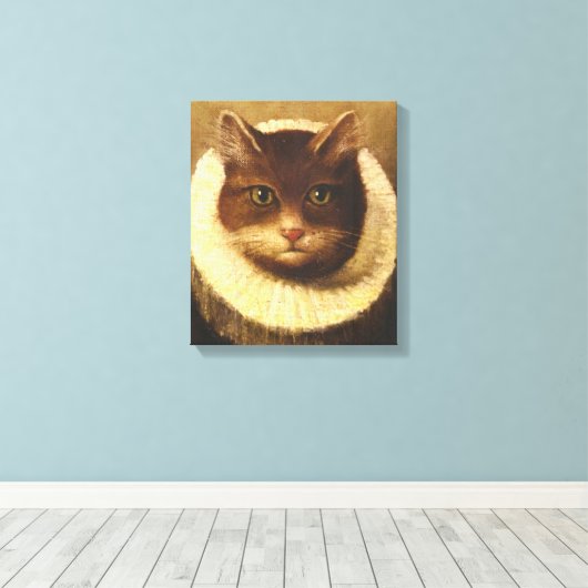 Kat in een Victoriaans kunst schilderen Canvas Afdruk (Insitu (Houten vloer))