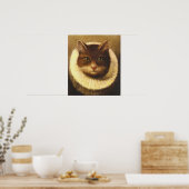 Kat in een Victoriaans  kunst  schilderen Poster (Keuken)