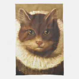 Kat in een Victoriaans  kunst  schilderen Theedoek