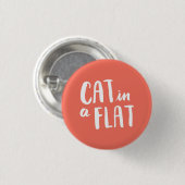 Kat in een vlakke ronde button 3,2 cm (Voorkant /achterkant)
