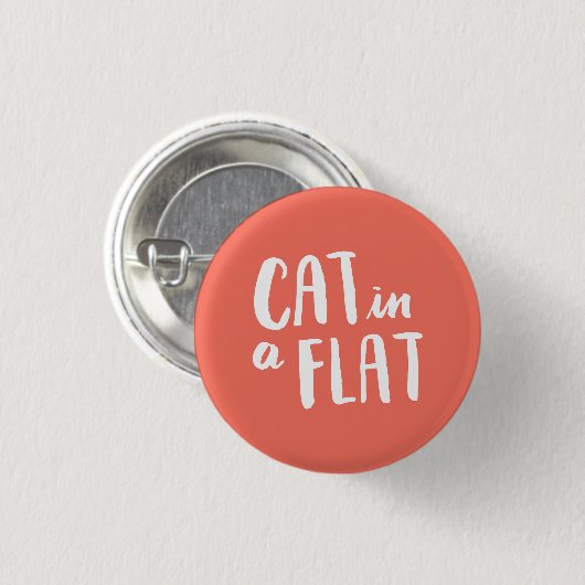 Kat in een vlakke ronde button 3,2 cm (Voorkant /achterkant)