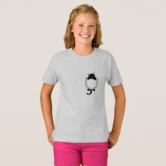 Kat in een zak t-shirt (Voorkant volledig)