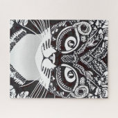 Kat in een zwart-wit Mardi Gras masker Legpuzzel (Horizontaal)