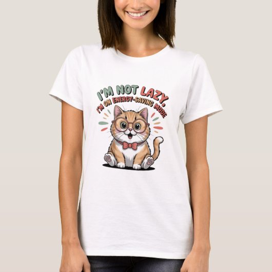 Kat in Energiebesparende Modus T-shirt (Voorkant)