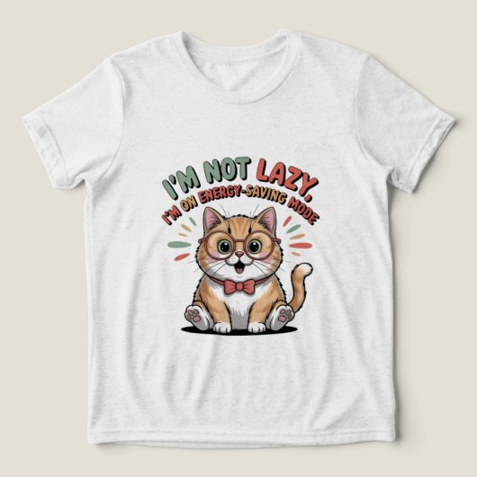 Kat in Energiebesparende Modus Tri-Blend Shirt (Design voorkant)