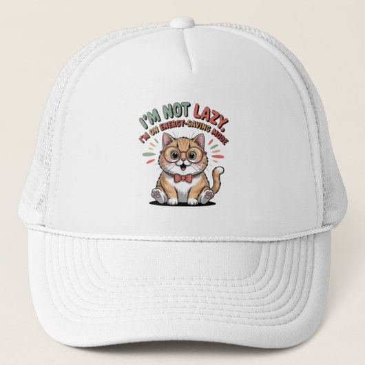 Kat in Energiebesparende Modus Trucker Pet (Voorkant)