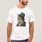 Kat in Fedora Mannen basic T-shirt ontwerp (Voorkant)