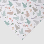 kat in Floral Garden in het wit Tissuepapier (Detail)