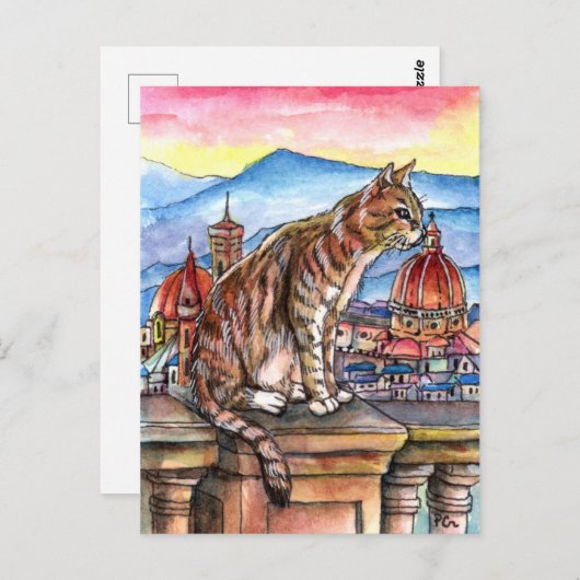 Kat in Florence Briefkaart (Voorkant / Achterkant)