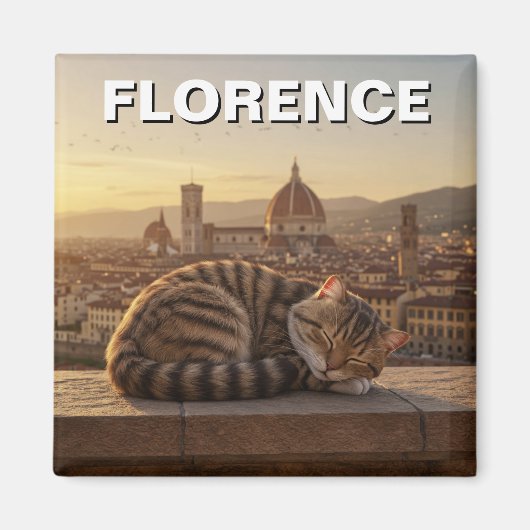 Kat in Florence Italië Duomo Reizen Magneet (Voorkant)