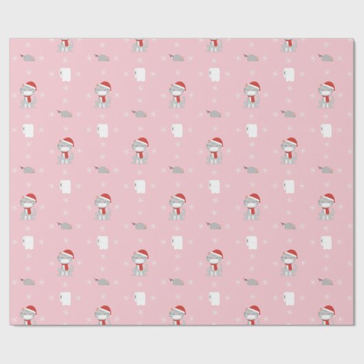 Kat in gezichtsmasker en toiletpapier kerstmis 202 cadeaupapier (Vlak)