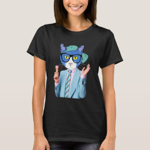 Kat in glazen luis Humor en vun kat met ijskast T-shirt