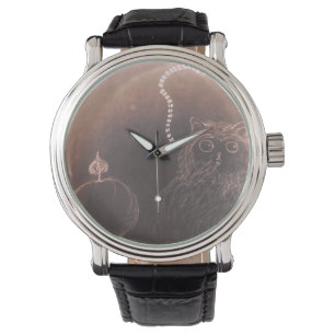 kat in glorieure animatie tekening horloge