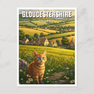 Kat in Gloucestershire Engeland Reizen Briefkaart
