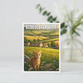 Kat in Gloucestershire Engeland Reizen Briefkaart (Staand voorkant)