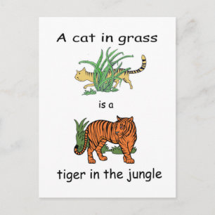 Kat in Grass is een tijger in de Oerwoud Briefkaart