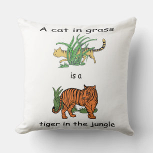 Kat in Grass is een tijger in de Oerwoud Kussen