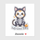 Kat in Halloweenkostuum Sticker (Vel)