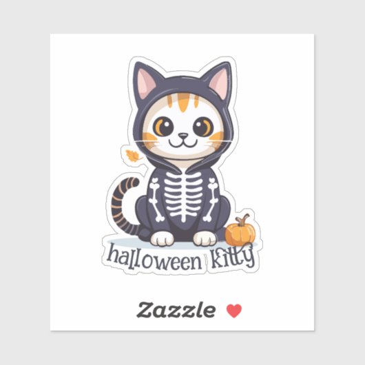 Kat in Halloweenkostuum Sticker (Vel)