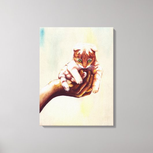 KAT IN HANDEN CANVAS AFDRUK (Voorkant)