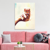 KAT IN HANDEN CANVAS AFDRUK (Insitu (Woonkamer))