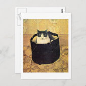 Kat in Hatbox, Solomon Meijer Briefkaart (Voorkant / Achterkant)