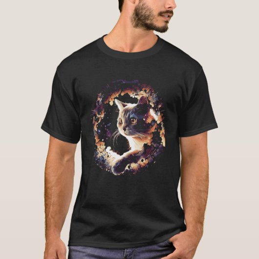 Kat In Heelal Ruimtekat T-shirt (Voorkant)