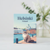 Kat in Helsinki Finland Briefkaart (Staand voorkant)