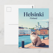 Kat in Helsinki Finland Briefkaart (Voorkant / Achterkant)