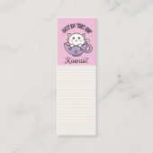 Kat in het bekerroze mini visitekaartje (Voorkant)