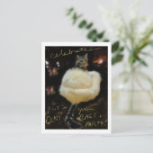 Kat in het briefkaart van de Fur Coat "Celebrate"  (Staand voorkant)