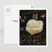 Kat in het briefkaart van de Fur Coat "Celebrate"  (Voorkant / Achterkant)