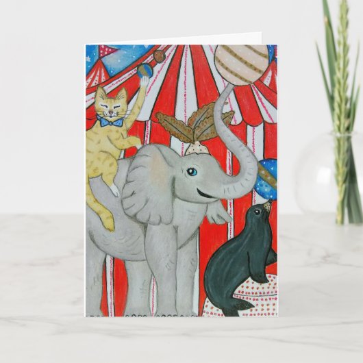 Kat in het circus met olifant en verbinding kaart (Voorkant)