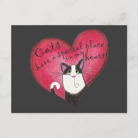 Kat in het hart briefkaart (Voorkant)