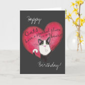 Kat in het hart kaart (Gele Bloem)