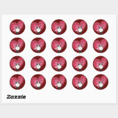 Kat in het hart ronde sticker (Vel)